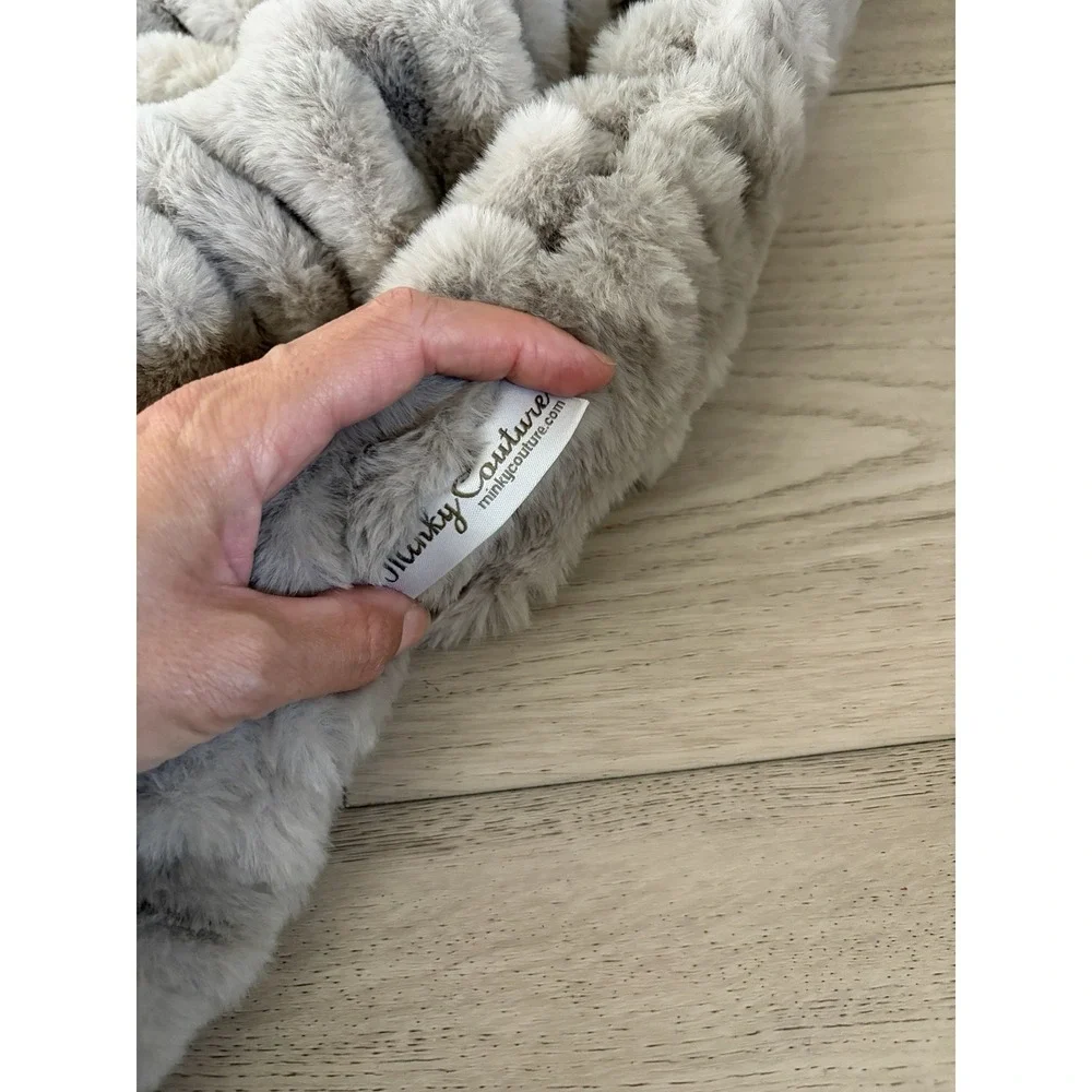 Minky Couture Hugs Brown Taupe Designer Blanket GRANDE Size 60x84